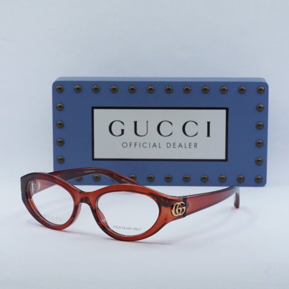 Gucci GG1405O 003 Cat Eye Eyeglasses – Transparent Burgundy 51mm - Picture 1 of 8